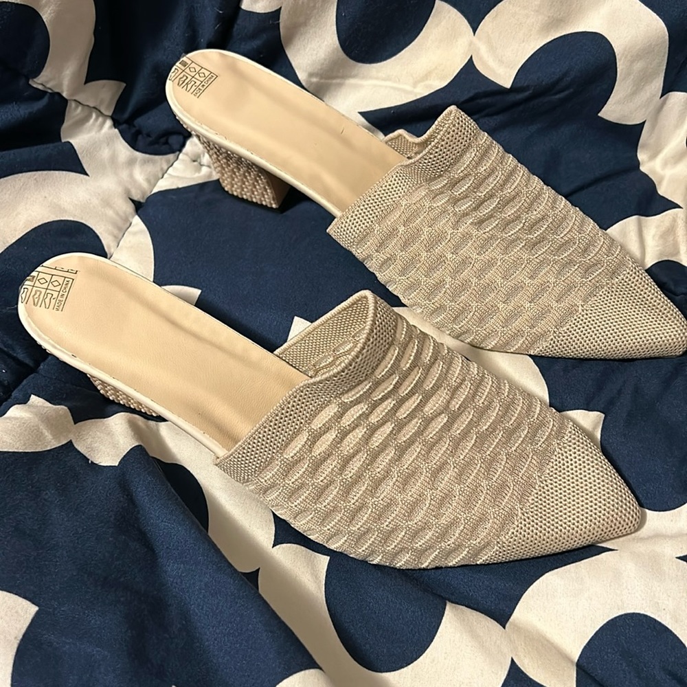 Beige mule heels